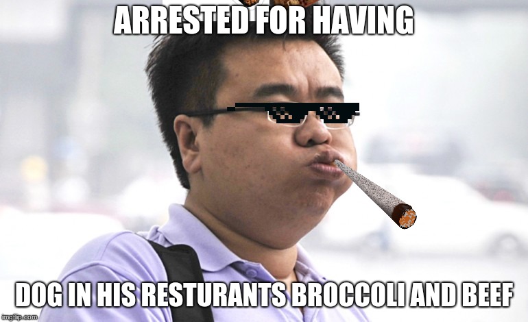 ARRESTED FOR HAVING; DOG IN HIS RESTURANTS BROCCOLI AND BEEF | made w/ Imgflip meme maker