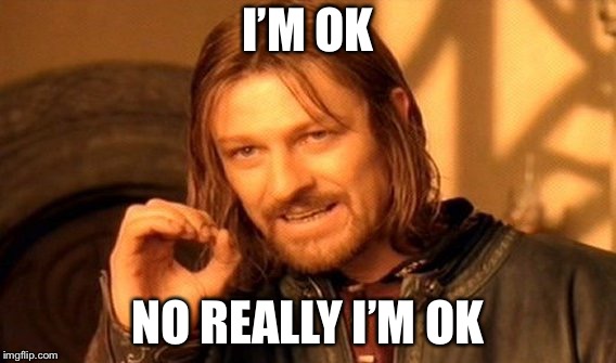 I’m ok | I’M OK; NO REALLY I’M OK | image tagged in memes | made w/ Imgflip meme maker