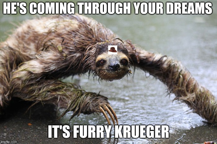 Furry Kreuger | HE'S COMING THROUGH YOUR DREAMS; IT'S FURRY KRUEGER | image tagged in funny memes | made w/ Imgflip meme maker