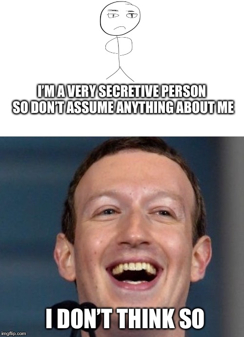 I’M A VERY SECRETIVE PERSON SO DON’T ASSUME ANYTHING ABOUT ME; I DON’T THINK SO | image tagged in memes | made w/ Imgflip meme maker