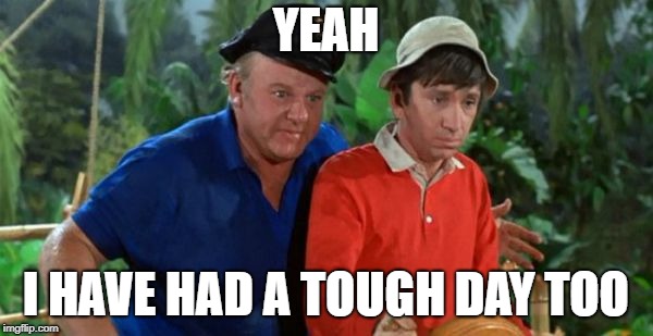 gilligan | YEAH I HAVE HAD A TOUGH DAY TOO | image tagged in gilligan | made w/ Imgflip meme maker