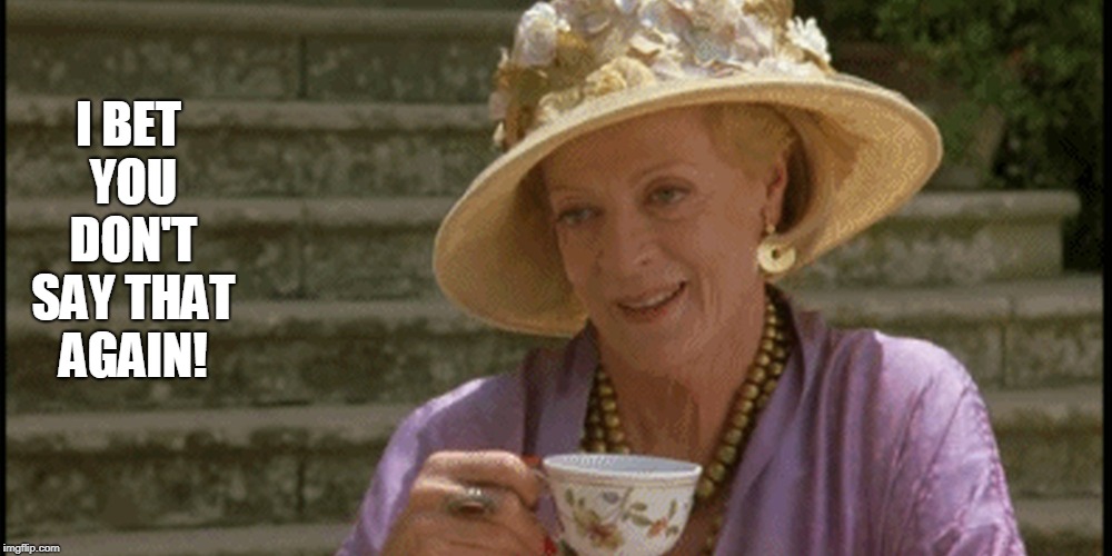 Maggie Smith | I BET YOU DON'T SAY THAT AGAIN! | image tagged in maggie smith | made w/ Imgflip meme maker