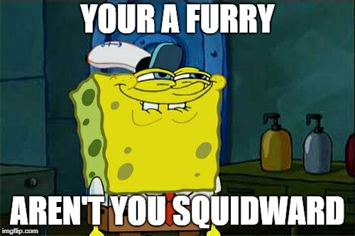 Don't You Squidward Meme | YOUR A FURRY; AREN'T YOU SQUIDWARD | image tagged in memes,dont you squidward | made w/ Imgflip meme maker