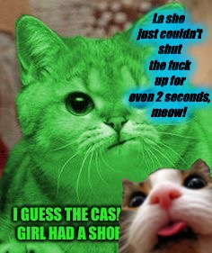 La she just couldn't shut the f**k up for even 2 seconds, meow! | made w/ Imgflip meme maker