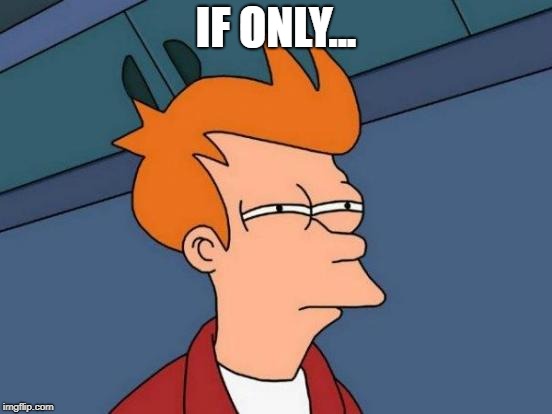 Futurama Fry | IF ONLY... | image tagged in memes,futurama fry | made w/ Imgflip meme maker