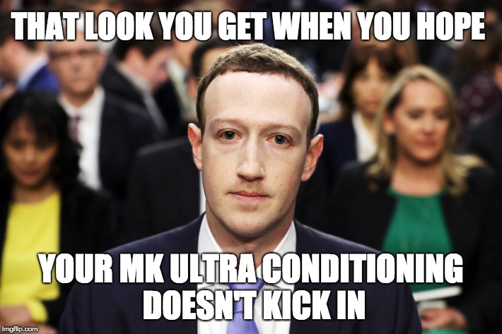  THAT LOOK YOU GET WHEN YOU HOPE; YOUR MK ULTRA CONDITIONING DOESN'T KICK IN | image tagged in zuck,mark zuckerberg,congress | made w/ Imgflip meme maker