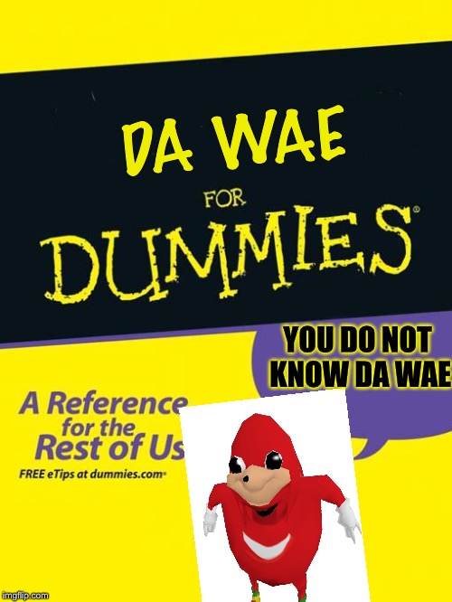 For dummies book | DA WAE; YOU DO NOT KNOW DA WAE | image tagged in for dummies book | made w/ Imgflip meme maker