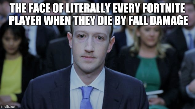 Mark Zuckerberg Testifies  | THE FACE OF LITERALLY EVERY FORTNITE PLAYER WHEN THEY DIE BY FALL DAMAGE | image tagged in mark zuckerberg testifies | made w/ Imgflip meme maker