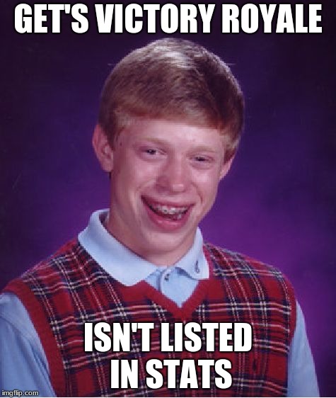 Bad Luck Brian | GET'S VICTORY ROYALE; ISN'T LISTED IN STATS | image tagged in memes,bad luck brian | made w/ Imgflip meme maker