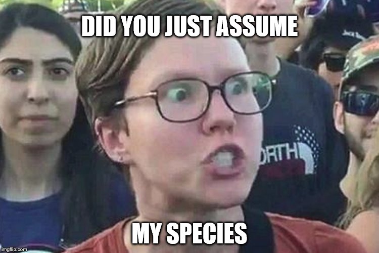 DID YOU JUST ASSUME MY SPECIES | made w/ Imgflip meme maker