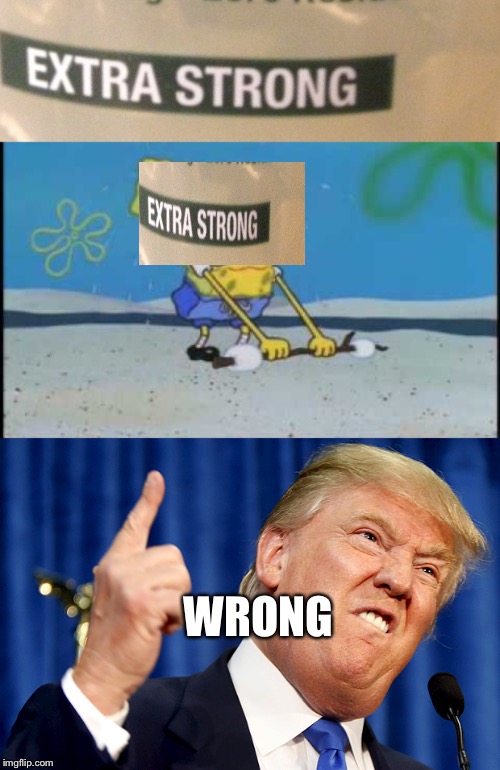 When labels wrong  |  WRONG | image tagged in donald trump,memes,strong,spongebob | made w/ Imgflip meme maker