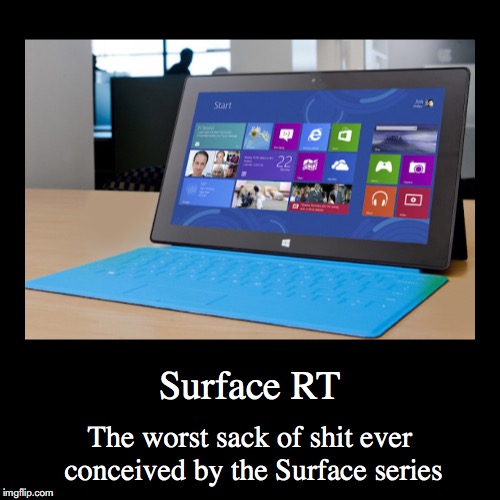 Microsoft Surface RT | image tagged in funny,demotivationals,microsoft surface,microsoft | made w/ Imgflip demotivational maker