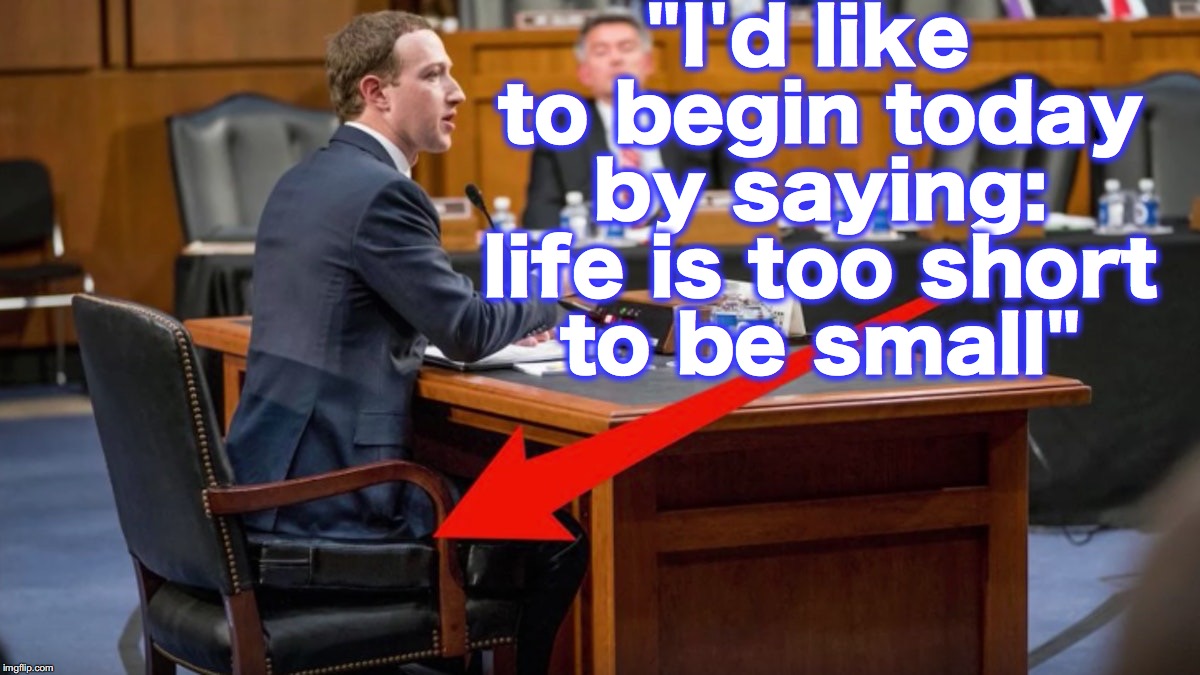"I'd like to begin today by saying: life is too short to be small" | image tagged in mark zuckerberg,facebook,congress | made w/ Imgflip meme maker