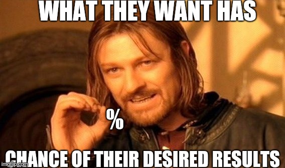 One Does Not Simply Meme | WHAT THEY WANT HAS CHANCE OF THEIR DESIRED RESULTS % | image tagged in memes,one does not simply | made w/ Imgflip meme maker