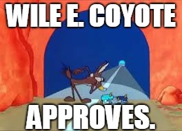 WILE E. COYOTE APPROVES. | image tagged in wile e coyote tunnels | made w/ Imgflip meme maker