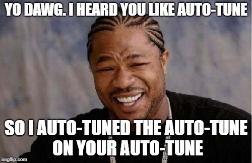 Yo Dawg Heard You Meme | YO DAWG. I HEARD YOU LIKE AUTO-TUNE; SO I AUTO-TUNED THE AUTO-TUNE ON YOUR AUTO-TUNE | image tagged in memes,yo dawg heard you | made w/ Imgflip meme maker