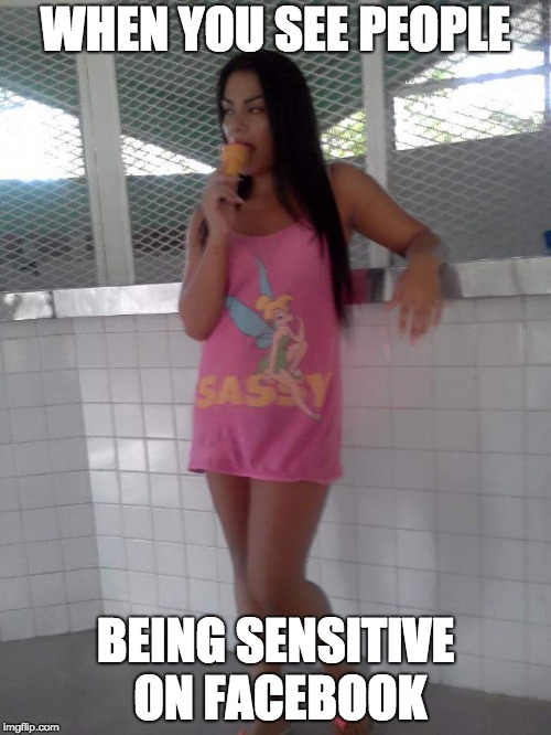 Necia Don't Care | WHEN YOU SEE PEOPLE; BEING SENSITIVE ON FACEBOOK | image tagged in memes,funny,sensitive,necia,people,facebook | made w/ Imgflip meme maker