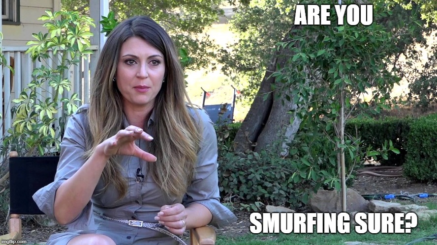 ARE YOU; SMURFING SURE? | image tagged in cerina vincent | made w/ Imgflip meme maker