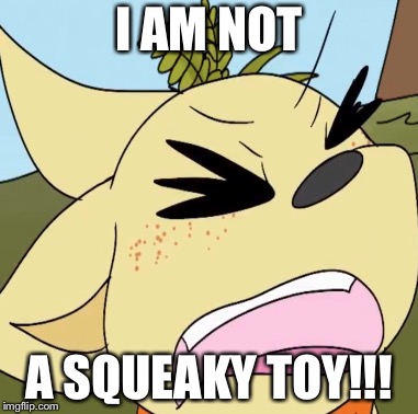 I AM NOT; A SQUEAKY TOY!!! | image tagged in twelve | made w/ Imgflip meme maker