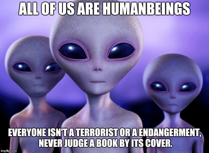 Grey Immigrants | ALL OF US ARE HUMANBEINGS; EVERYONE ISN'T A TERRORIST OR A ENDANGERMENT, NEVER JUDGE A BOOK BY ITS COVER. | image tagged in grey immigrants | made w/ Imgflip meme maker