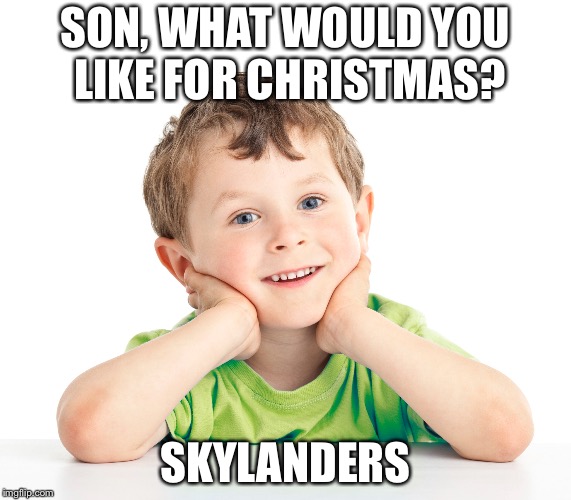 Skylanders | SON, WHAT WOULD YOU LIKE FOR CHRISTMAS? SKYLANDERS | image tagged in skylanders | made w/ Imgflip meme maker