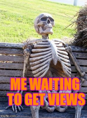 Waiting Skeleton | ME WAITING TO GET VIEWS | image tagged in memes,waiting skeleton | made w/ Imgflip meme maker