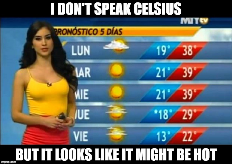 Sunshine is... where you find it | I DON'T SPEAK CELSIUS; BUT IT LOOKS LIKE IT MIGHT BE HOT | image tagged in memes | made w/ Imgflip meme maker