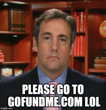 Michael Cohen | PLEASE GO TO GOFUNDME.COM LOL | image tagged in michael cohen | made w/ Imgflip meme maker