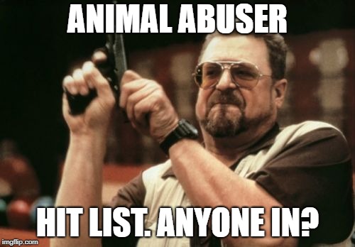 Am I The Only One Around Here Meme | ANIMAL ABUSER; HIT LIST. ANYONE IN? | image tagged in memes,am i the only one around here | made w/ Imgflip meme maker