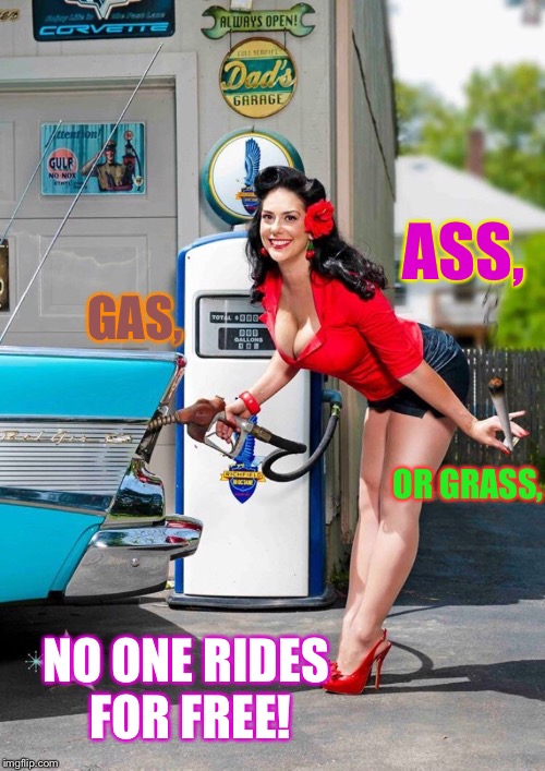 Penetration, inflation, or inhalation, it’s all gonna cost ya! | ASS, GAS, OR GRASS, NO ONE RIDES FOR FREE! | image tagged in hot babes,cars,weed,expensive,habits | made w/ Imgflip meme maker