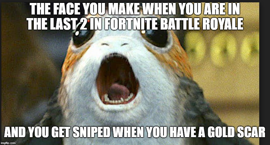 triggered fortnite player | THE FACE YOU MAKE WHEN YOU ARE IN THE LAST 2 IN FORTNITE BATTLE ROYALE; AND YOU GET SNIPED WHEN YOU HAVE A GOLD SCAR | image tagged in triggered | made w/ Imgflip meme maker