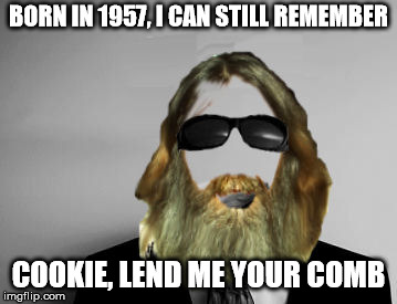 the missing swiggy | BORN IN 1957, I CAN STILL REMEMBER COOKIE, LEND ME YOUR COMB | image tagged in the missing swiggy | made w/ Imgflip meme maker