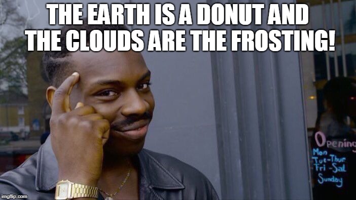 Roll Safe Think About It Meme | THE EARTH IS A DONUT AND THE CLOUDS ARE THE FROSTING! | image tagged in memes,roll safe think about it | made w/ Imgflip meme maker