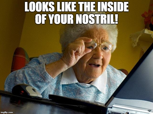 Grandma Finds The Internet Meme | LOOKS LIKE THE INSIDE OF YOUR NOSTRIL! | image tagged in memes,grandma finds the internet | made w/ Imgflip meme maker