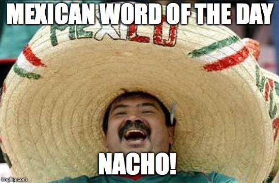 mexican word of the day | MEXICAN WORD OF THE DAY; NACHO! | image tagged in mexican word of the day | made w/ Imgflip meme maker