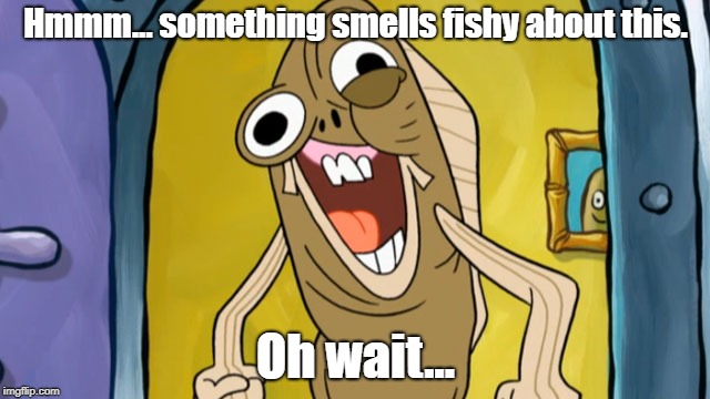 Distortion | Hmmm... something smells fishy about this. Oh wait... | image tagged in distortion | made w/ Imgflip meme maker