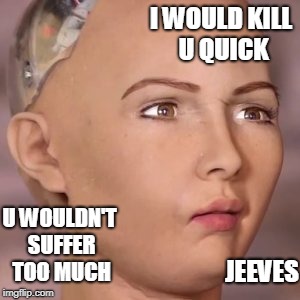 You don't have to cry about it | I WOULD KILL U QUICK; U WOULDN'T SUFFER TOO MUCH; JEEVES | image tagged in a1,the future,now we think we have control,in the future your now,you have control,ai memo o | made w/ Imgflip meme maker