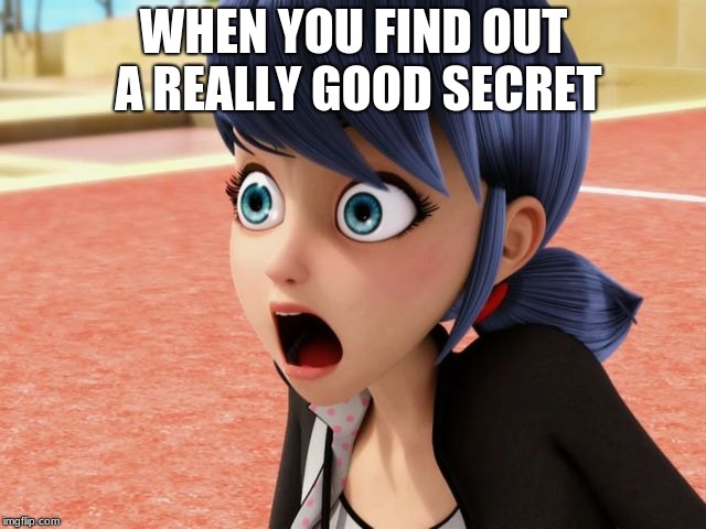 Marinette and Secrets... | WHEN YOU FIND OUT A REALLY GOOD SECRET | image tagged in miraculous marinette scared,miraculous ladybug,marinette,secrets | made w/ Imgflip meme maker