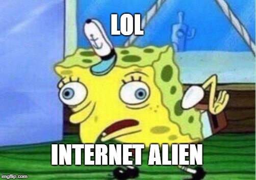 Mocking Spongebob Meme | LOL INTERNET ALIEN | image tagged in memes,mocking spongebob | made w/ Imgflip meme maker