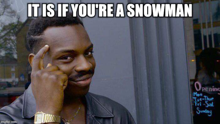 Roll Safe Think About It Meme | IT IS IF YOU'RE A SNOWMAN. | image tagged in memes,roll safe think about it | made w/ Imgflip meme maker