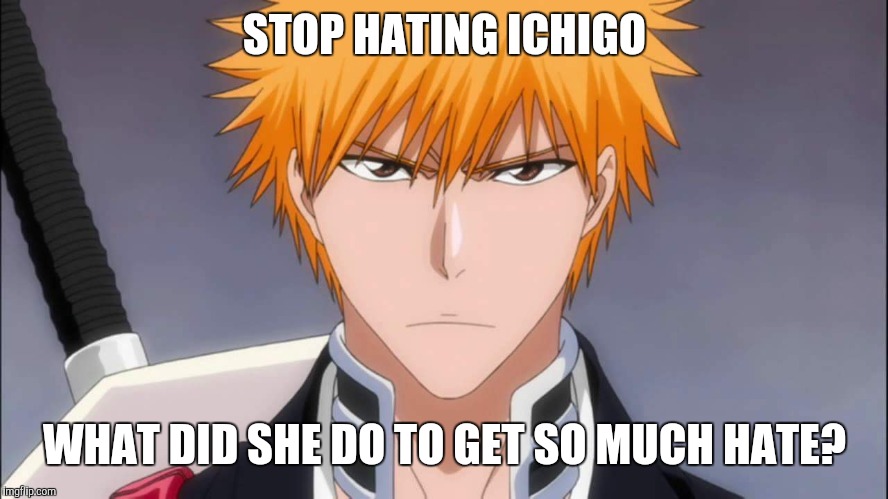 STOP HATING ICHIGO; WHAT DID SHE DO TO GET SO MUCH HATE? | image tagged in ichigo | made w/ Imgflip meme maker