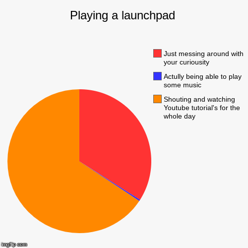 Playing a launchpad | Shouting and watching Youtube tutorial's for the whole day, Actully being able to play some music, Just messing around | image tagged in funny,pie charts | made w/ Imgflip chart maker