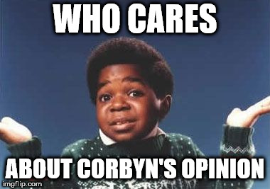 Who cares about Corbyn's opinion | WHO CARES; ABOUT CORBYN'S OPINION | image tagged in corbyn eww,communist socialist,momentum,wearecorbyn,labourisdead,weaintcorbyn | made w/ Imgflip meme maker