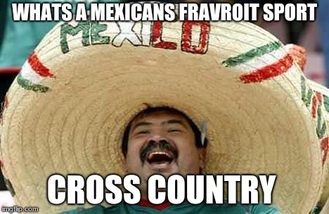 Mexico | WHATS A MEXICANS FRAVROIT SPORT; CROSS COUNTRY | image tagged in mexico | made w/ Imgflip meme maker