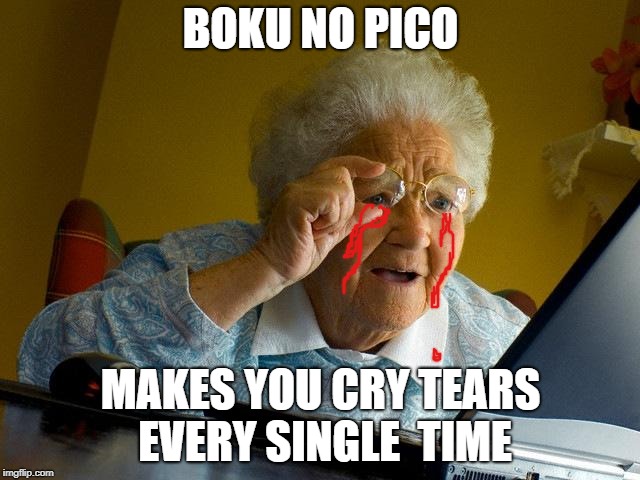 Grandma Finds Boku no Pico | BOKU NO PICO; MAKES YOU CRY TEARS EVERY SINGLE  TIME | image tagged in memes,grandma finds the internet,boku no pico | made w/ Imgflip meme maker