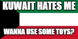 KUWAIT HATES ME; WANNA USE SOME TOYS? | image tagged in it is kuwait | made w/ Imgflip meme maker