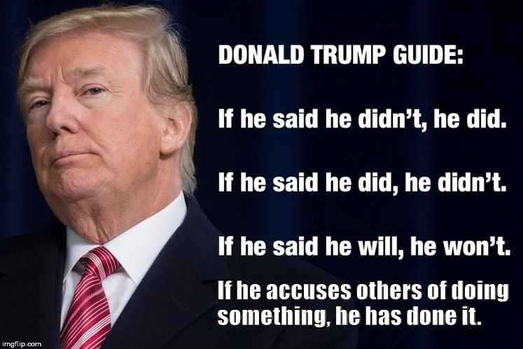 If he accuses others of doing something, he has done it. | image tagged in djt guide | made w/ Imgflip meme maker