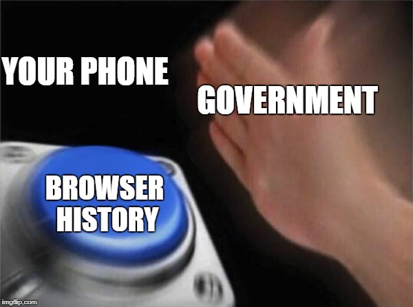 Blank Nut Button Meme | YOUR PHONE; GOVERNMENT; BROWSER HISTORY | image tagged in memes,blank nut button | made w/ Imgflip meme maker