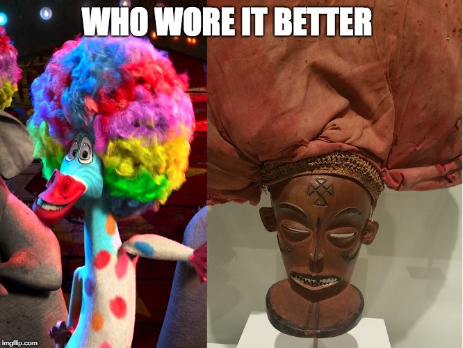 WHO WORE IT BETTER | image tagged in who wore it better  marty the zebra or the statue | made w/ Imgflip meme maker