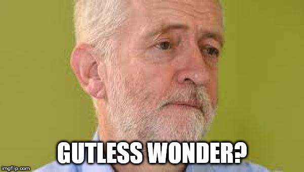 Corbyn - Gutless wonder? | GUTLESS WONDER? | image tagged in corbyn eww,wearecorbyn,labourisdead,gtto jc4pm,communist socialist,brexit | made w/ Imgflip meme maker